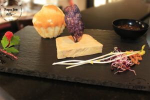 Foie gras et chutney de figues disponible en vente directe au restaurant Papa Joe Cernay